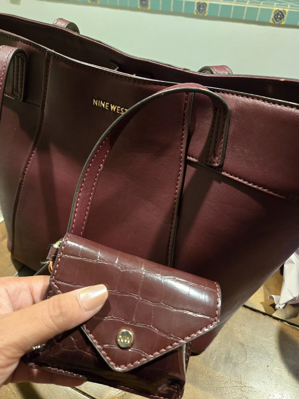 Nine West Women's Burgundy Tote Bag